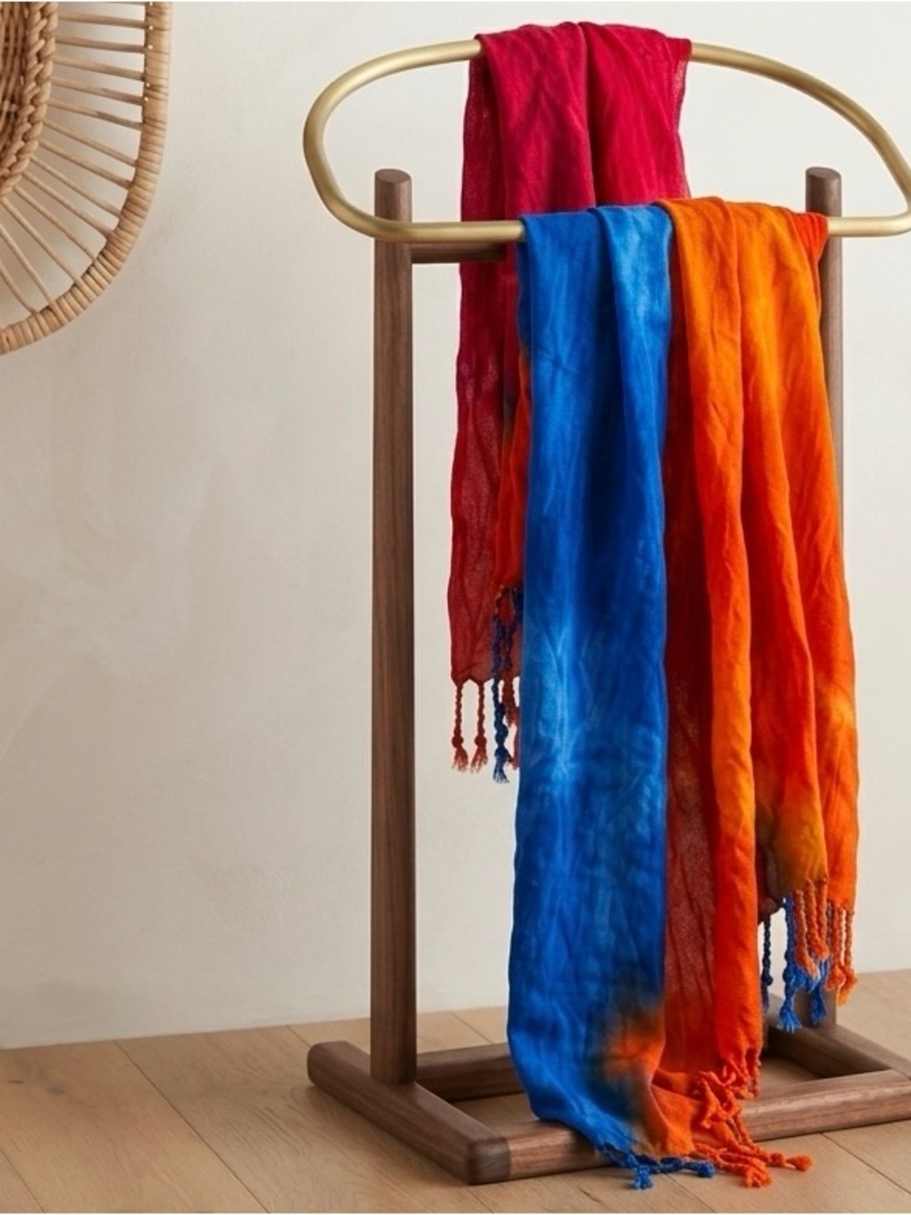 Multicolor Tie Dye Fringe Scarf Oversized Shawl Wrap Wrap OS